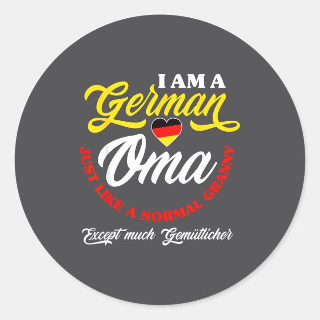 Pegatina Redonda Funny Germany German Oma German Granny Deutsche Om (Anverso)