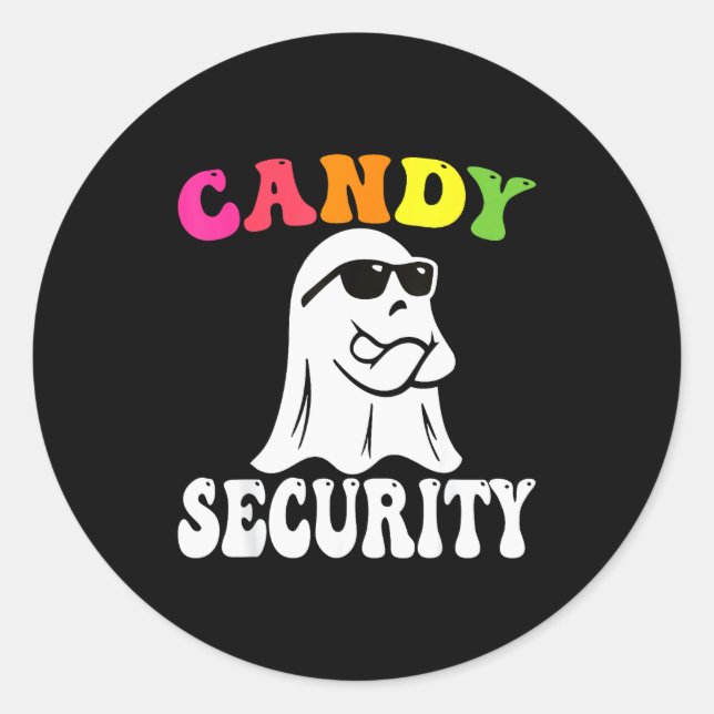 Pegatina Redonda Funny Ghost Candy Security Halloween Costume Hallo (Anverso)