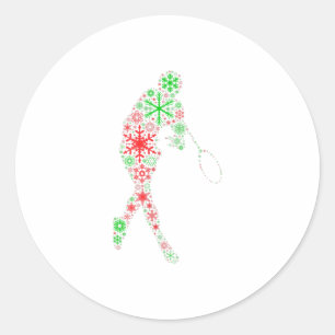 Pegatina Redonda Funny Gift Snowflake - Paro de raqueta de tenis