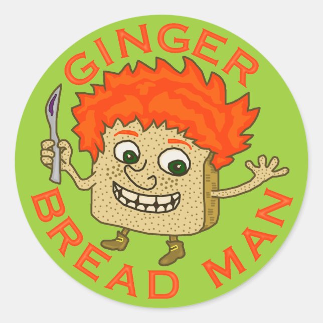 Pegatina Redonda Funny Ginger Bread Man Navidades Pun (Anverso)