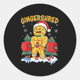 Pegatina Redonda Funny Gingerbread Man Gingershred Gym Bodybuilding