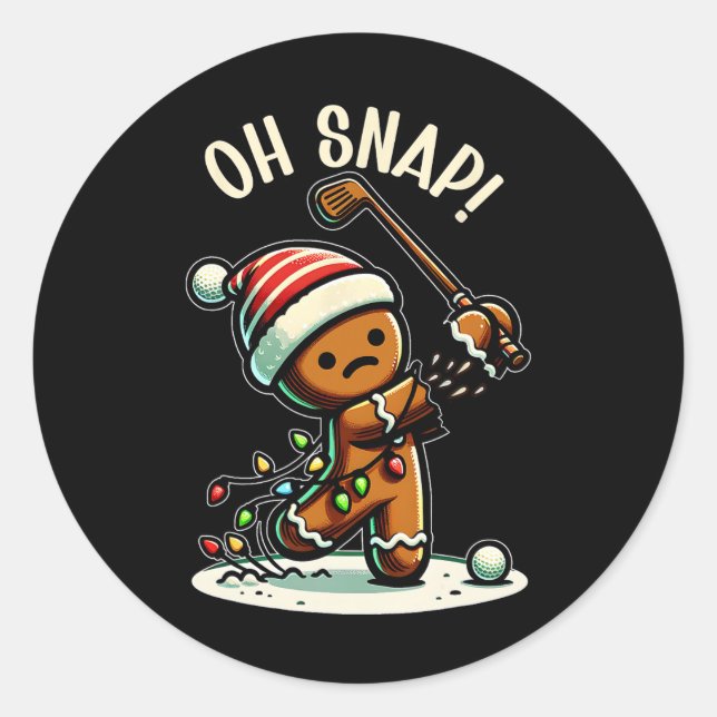 Pegatina Redonda Funny Gingerbread Man Pajamas And Pjs Navidad (Anverso)