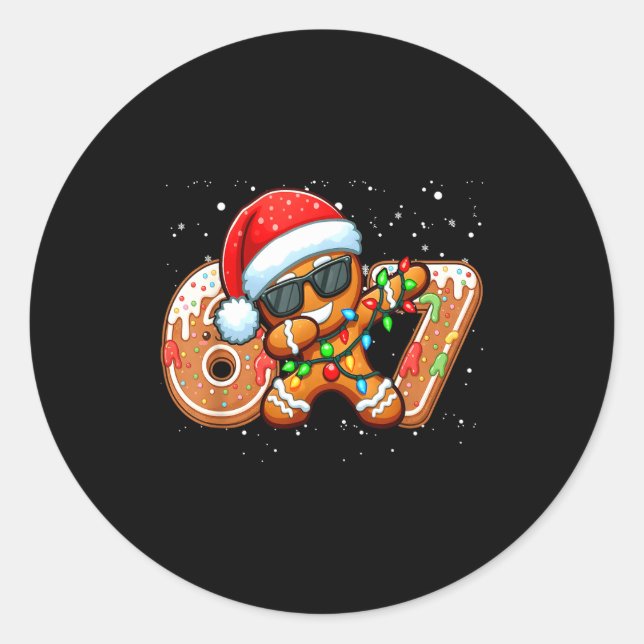Pegatina Redonda Funny Gingerbread Six Seven 67 Ice Cream Drip Chri (Anverso)