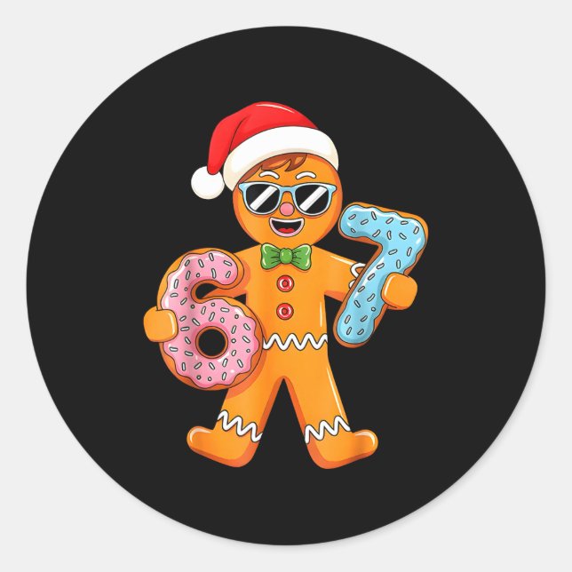 Pegatina Redonda Funny Gingerbread Six Seven 67 Ice Cream Drip Chri (Anverso)