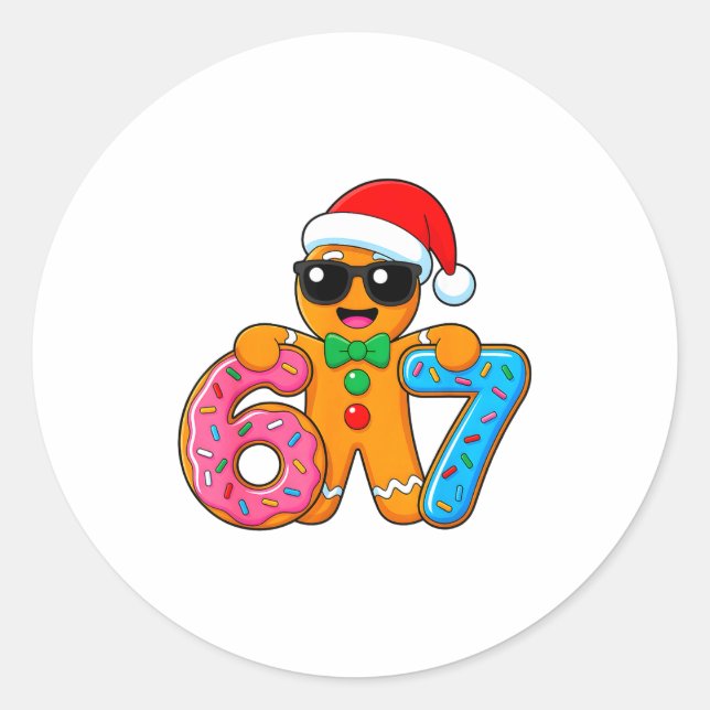 Pegatina Redonda Funny Gingerbread Six Seven 67 Ice Cream Drip Chri (Anverso)