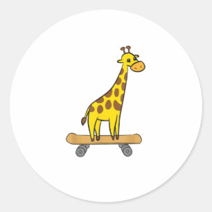 Pegatina Redonda Funny Giraffe Lover Giraffe Skateboard