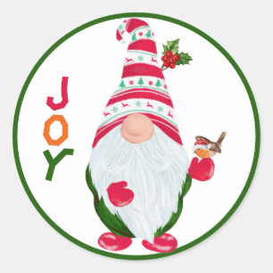 Pegatina Redonda Funny Gnome Joy Navidades