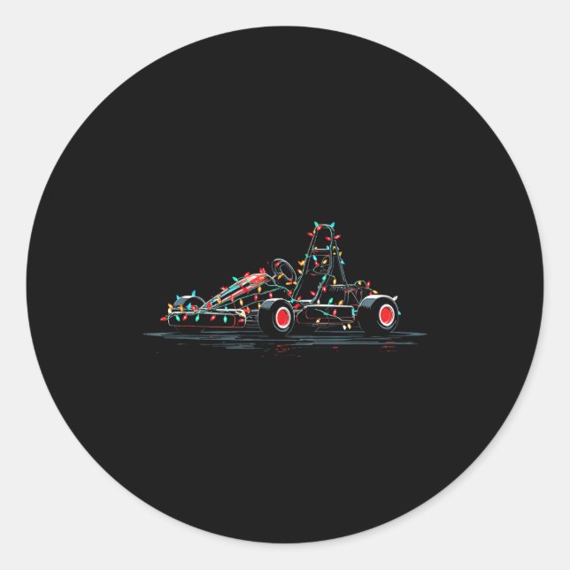 Pegatina Redonda Funny Go Kart Christmas Graphics Lights Lover Kart (Anverso)