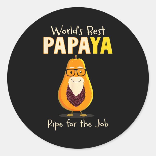 Pegatina Redonda Funny Grandfather World's Papa Papaya Pun  (Anverso)