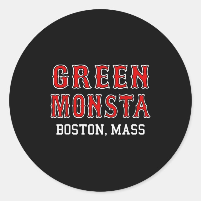 Pegatina Redonda Funny Green Monstah Boston M New England  (Anverso)