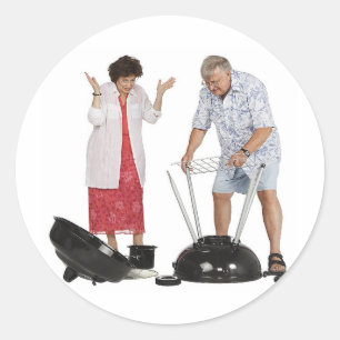 Pegatina Redonda Funny Grill