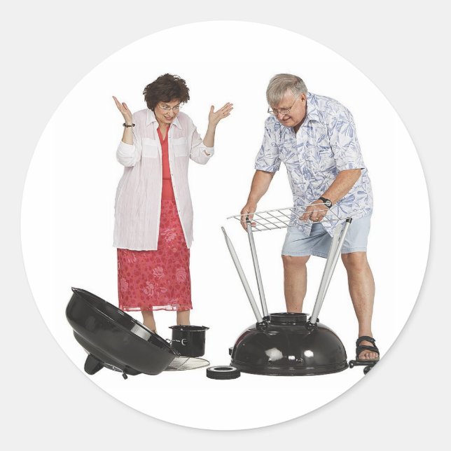 Pegatina Redonda Funny Grill (Anverso)