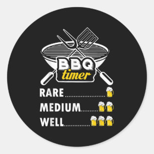Pegatina Redonda Funny Grill Grilling Gift Bbq Timer Barbacoa