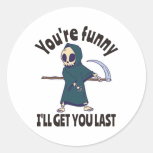Pegatina Redonda Funny Grim Reaper Skeleton Halloween Costume