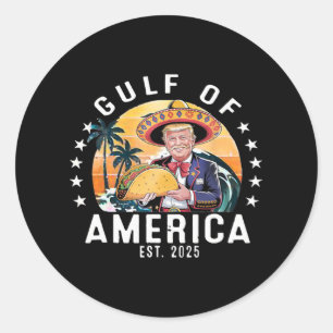 Pegatina Redonda Funny Gulf Of Us.america Est 2025 Presidente Trump