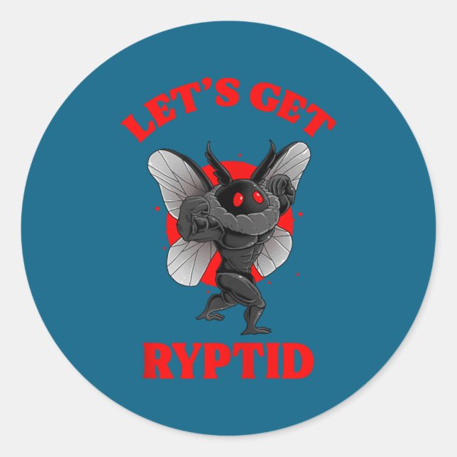 Pegatina Redonda Funny Gym Mothman Shirt Cryptid Let's Get Ryptid G (Anverso)