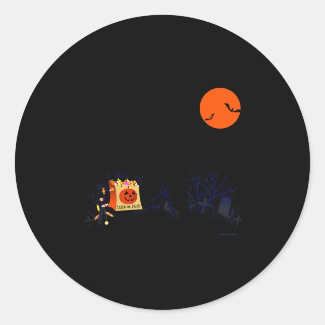 Pegatina Redonda Funny Halloween Bigfoot Trick Or Treating - Bigfoo (Anverso)