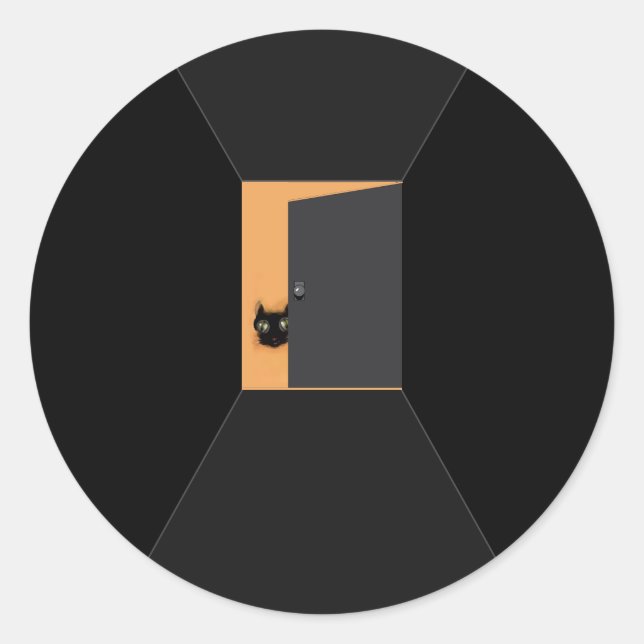 Pegatina Redonda Funny Halloween Black Cat (Anverso)