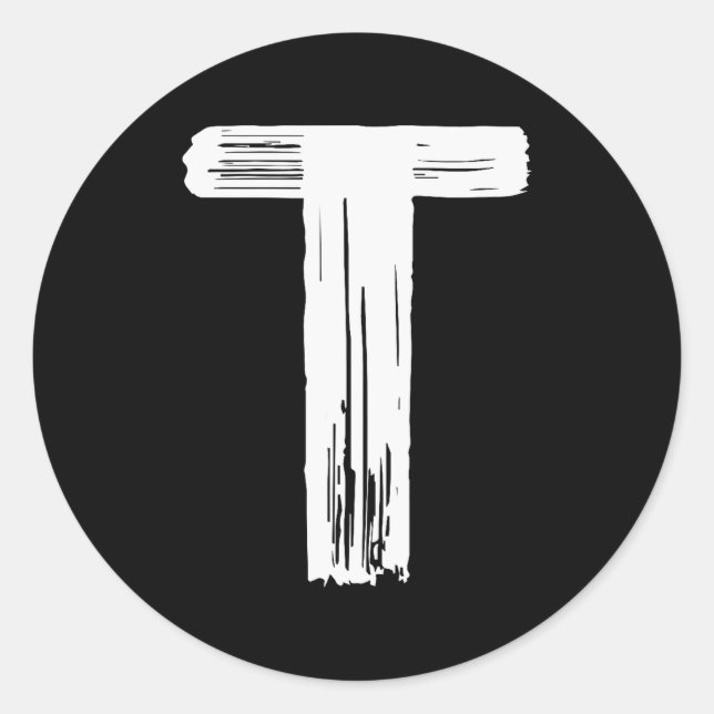 Pegatina Redonda Funny Halloween Carnival Costume Letter T Green Vi (Anverso)