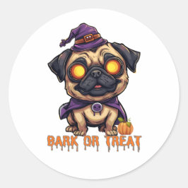 Pegatina Redonda Funny Halloween Pug