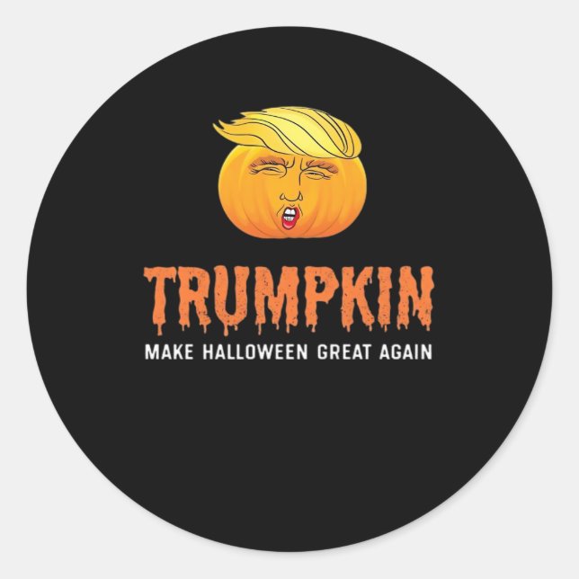 Pegatina Redonda Funny Halloween Trumpkin (Anverso)