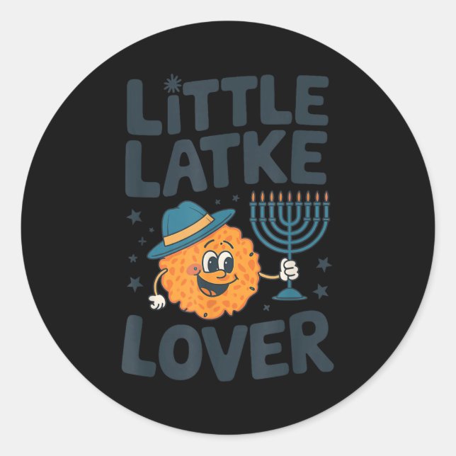 Pegatina Redonda Funny Hanukkah Little Latke Jewish Family Kids Mat (Anverso)