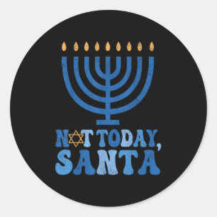 Pegatina Redonda Funny Hanukkah No Hoy Santa Menorah Chanukah Je
