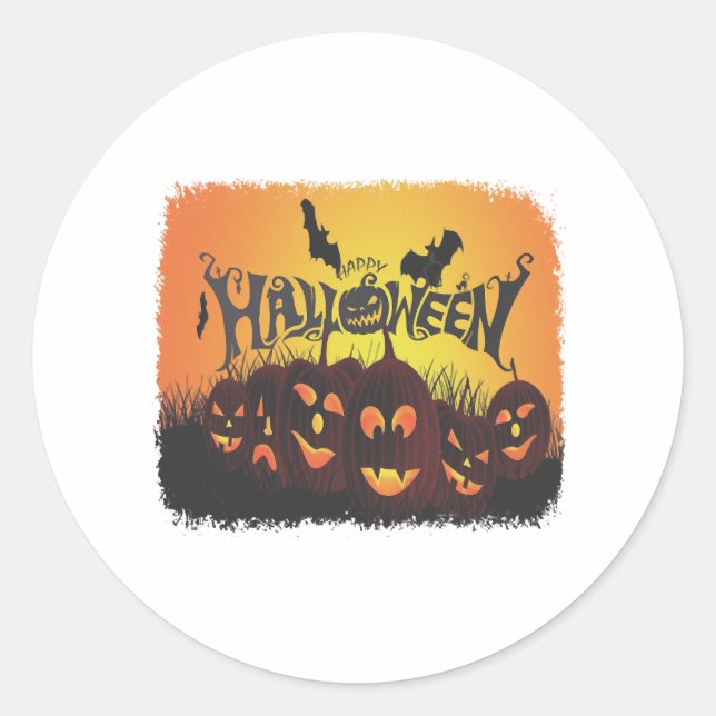 Pegatina Redonda Funny Happy Halloween (Anverso)