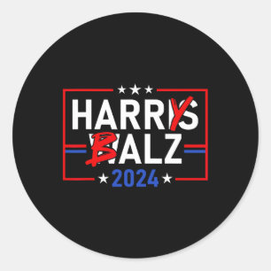 Pegatina Redonda Funny Harris W 24 Harry B 2024 Meme Democratics Vo