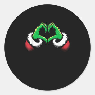 Pegatina Redonda Funny Heart Hands Navidades