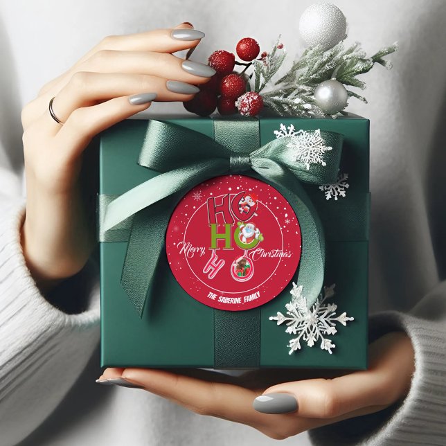 Pegatina Redonda Funny HO HO HO HO Retro Navidades Festividades (Subido por el creador)