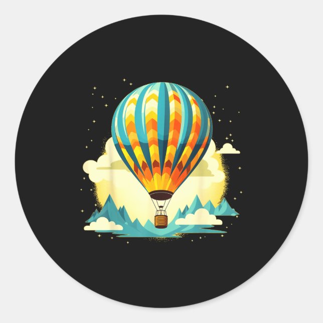 Pegatina Redonda Funny Hot Air Balloon For New Adventures Lovers  (Anverso)