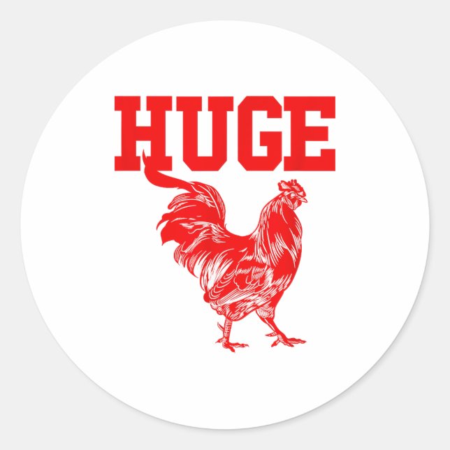 Pegatina Redonda Funny Huge Mens Rooster Graphic  (Anverso)