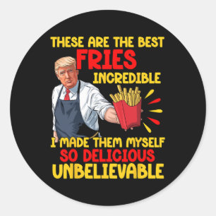 Pegatina Redonda Funny Humor de comida rápida de Trump frita elecci