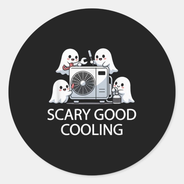 Pegatina Redonda Funny Hvac Técnico Ghost Halloween Costume Soky (Anverso)