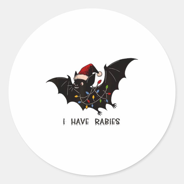 Pegatina Redonda Funny I Have Rabies Christmas Bat Matching Holiday (Anverso)