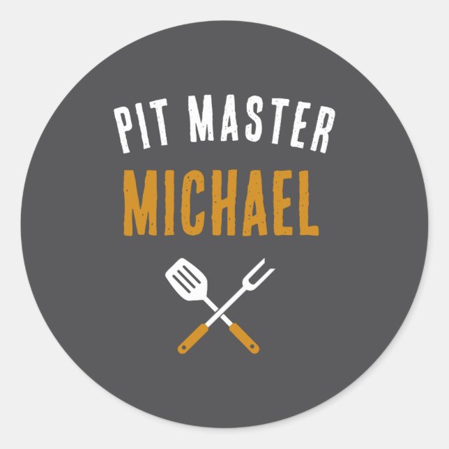 Pegatina Redonda Funny Id Smoke That Name Bbq Grilling Dad  (Anverso)