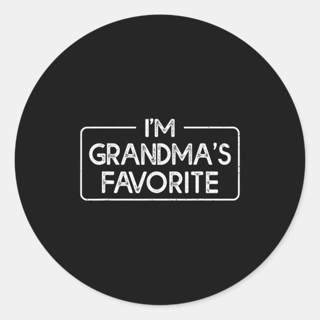 Pegatina Redonda Funny I'm Grandma's Favorite Grandson Granddaughte (Anverso)