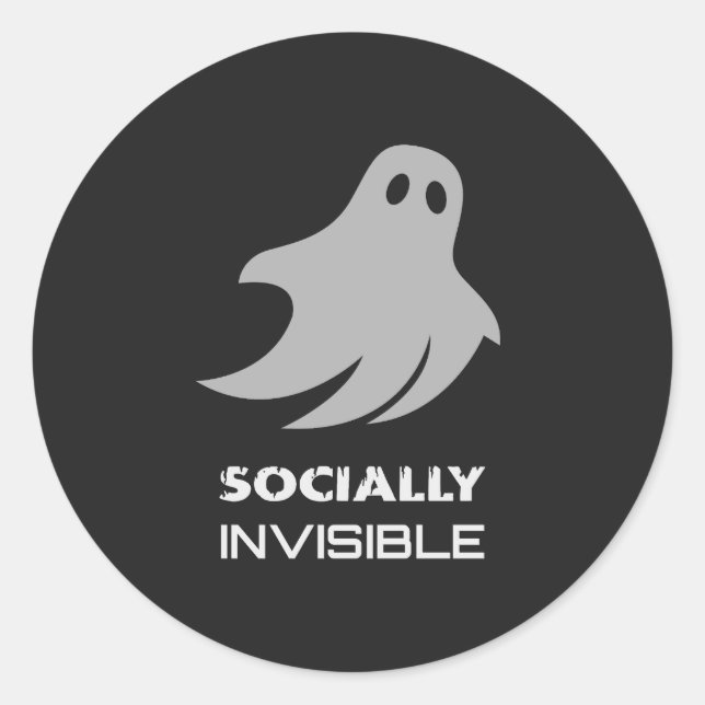 Pegatina Redonda Funny Introvert Spooky Ghost (Anverso)