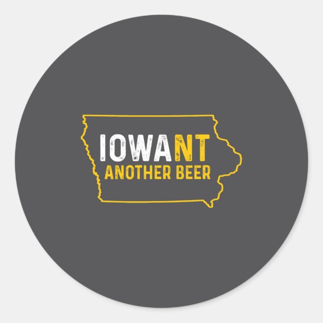 Pegatina Redonda Funny Iowant Another Beer Iowa Beer Distressed  (Anverso)
