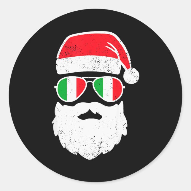 Pegatina Redonda Funny Italian Christmas Pajama Funny Italian Match (Anverso)