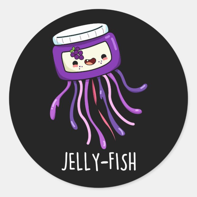 Pegatina Redonda Funny Jelly Jar Jar Pun Dark BG (Anverso)