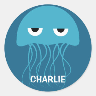 Pegatina Redonda Funny Jellyfish pegatinas de nombres personalizado