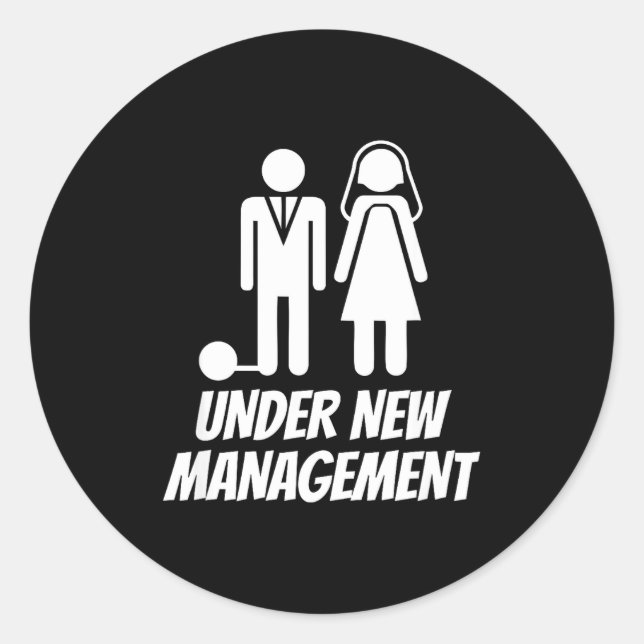 Pegatina Redonda Funny Just Married , Fun Newlywed Gag For Men  (Anverso)