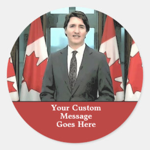 Pegatina Redonda Funny Justin Trudeau Personalizado Message Canada
