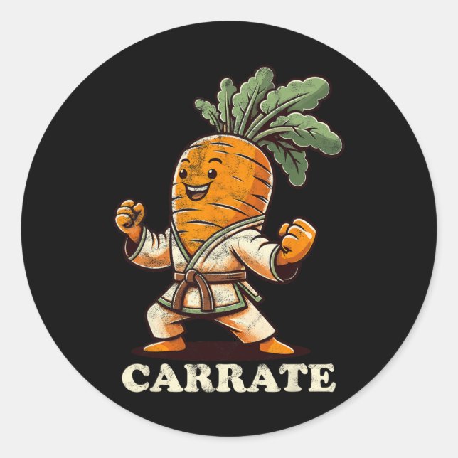Pegatina Redonda Funny Karate Carrate Carrate Trainer Karate (Anverso)