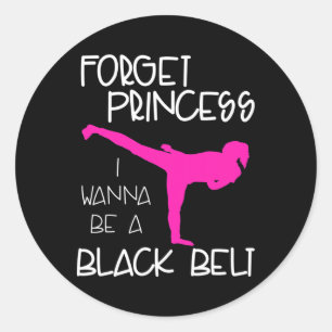 Pegatina Redonda Funny Karate Chica de la camiseta Black Belt Marti