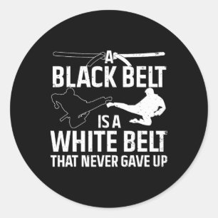 Pegatina Redonda Funny Karate Design para hombres mujeres Black Bel
