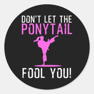 Pegatina Redonda Funny Karate Design Para Mujeres Chicas Karate Kic