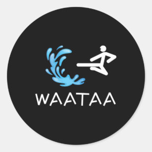 Pegatina Redonda Funny Karate Kick Waataa Mma